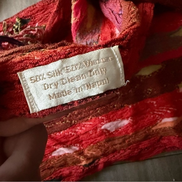 Vtg 90s Y2K 3D print fringe silk blend scarf multi color - Picture 2 of 3